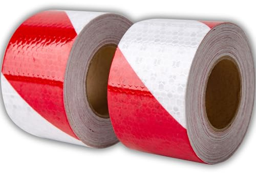 Kixaro Ruban Réfléchissant Adhésif - Rouge/Blanc - 5cmx10M x2 - Garantie