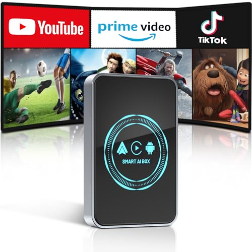 Spedal Wireless CarPlay AI Box 3 In 1 Adapter YouTube Net-Flix 4K Video Car Adapter, Dual-Band WiFi, HDMI Output, Kompatibel mit Auto mit Kabel-CarPlay/Android Auto ab 2016 (AL350Pro)