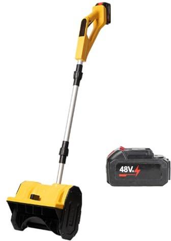 ENWYTE Spazzaneve elettrico pala da neve pieghevole senza fili distanza di lancio di 8 m larghezza di 28 cm altezza di 14 cm direzione regolabile spazzaneve portatile leggero(Yellow,48VH)
