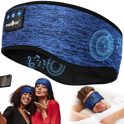 MUSICOZY Schlafkopfhörer Bluetooth 5.4, Atmungsaktiv für Seitenschläfer | Weiches Stirnband Kopfhörer Bluetooth • Schlaf Kopfhörer Ultradünne Lautsprecher • Waschbar • 14 Std• Für warme Sommernächte