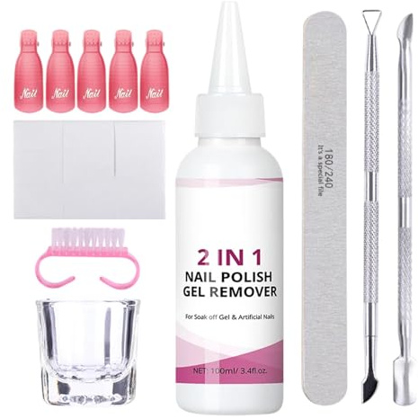 Dissolvant de vernis à ongles gel | 100 ml nettoyant sûr avec outils, dissolvant professionnel pour les filles, les débutants, les artistes, manucure, salon à domicile, voyage