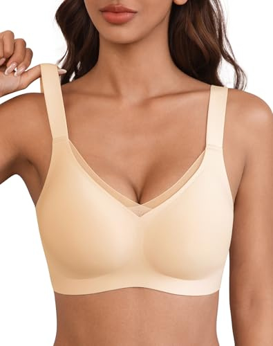 INNERSY BH Damen ohne Bügel Seamless Klassische BHS Gepolstert Bustier Top | Verstellbarer Träger Bralette mit Verlängerte Ösen, Vollständiger Abdeckung Bra, Bequeme Weiche Unterstützung Büstenhalter