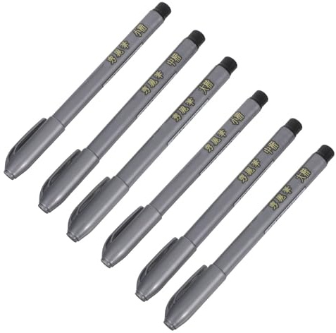 FOMIYES Plumas de Pincel para Caligrafía China 6 Piezas Punta Suave Grande Mediana y Pequeña Tinta Negra Set para Escritura Artística y Práctica Tradicional