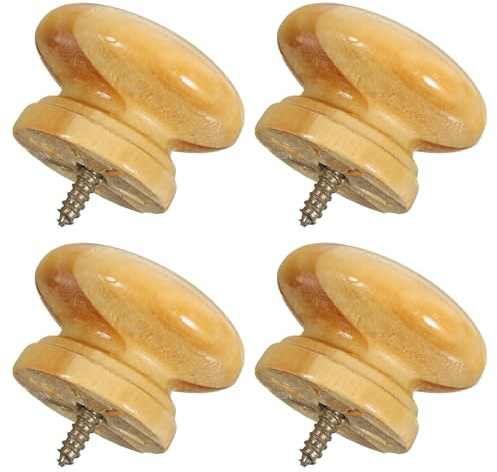 DONFAMDS Maniglie in Legno per Cassettiera 4 Pezzi Maniglie Circolari per Mobili in Legno Massello Accessori per Mobili per Camere da Letto e Soggiorno Presa Comoda e Design Moderno