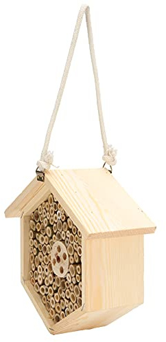 RASTKY Hotel Decorativo per Insetti con Casetta per Api in Legno per Forniture da Giardino, Incoraggia gli Insetti Benefici a Nidificare, Hotel per Api Sospeso per Appassionati di Giardino, Legno +