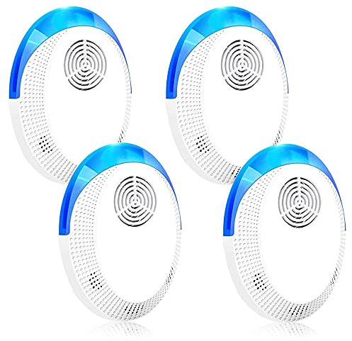 Répulsif antiparasitaire à ultrasons, pièges à souris anti-insectes électroniques 4 paquets pour l'intérieur, plug-in répulsif contre les moustiques et les araignées, répulsif efficace contre les rats