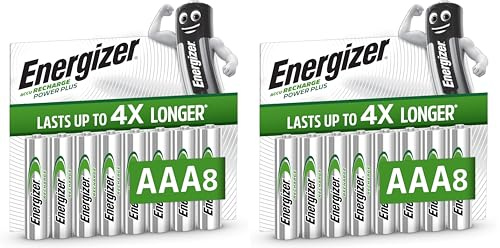 Energizer Recharge Power Plus - Rechargeable AAA Batteries (16 Pack) - 700 mAh NiMH Triple A Battery - 100% Recyclable Plastic Free Packaging