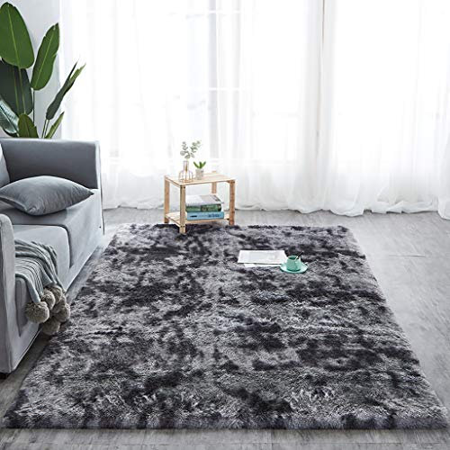 HMHD Rugs for Bedrooms, Modern Style Furry Carpet, Bath Mats Lambskin Carpet, Full Size Can Be Customized. -Dark Gray-100x160CM