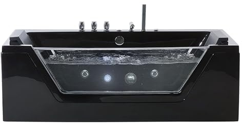 Baignoire Balnéo 150 cm en Acrylique Sanitaire Noir à LED Sous-Marines Samana