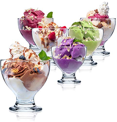 KADAX Coupes à Glace en Verre, Verres à Pied pour le Service Élégant des Crèmes Glacées, Sorbets, Puddings, Parfaits et Autres Délices Dessert (Lot de 6, 450ml)