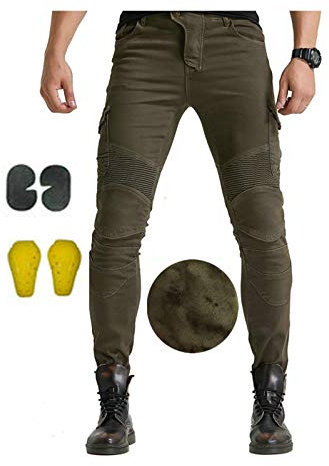 YXYECEIPENO Motorrad-Reithose Für Herren Winter Dicke Motorradhose Geeignet Für Offroad-Motorräder, Mountainbikes, Schneemobile Und Fahrräder (2 Farben, 3 Schutzvorrichtungen, 7 Größen)