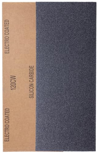 YoiYee Hojas de papel de lija de grano 120, 23 x 9,5 cm, rollo de papel de lija abrasivo fino para madera, metal, plástico, vidrio, piedra y lijado de pared, paquete de 10