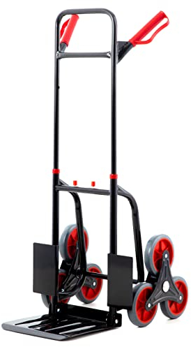 Pallit Sackkarre klappbar & höhenverstellbar [120kg] - ergonomische Treppensteiger-Transportkarre Diablo-FS aus Stahl mit 3-Räder-System als Treppensackkarre, Schubwagen oder Holztransportkarre