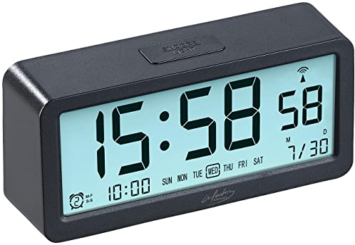 infactory Wecker mit 3 Weckzeiten: Digitaler Funk-Reisewecker mit 3 Weckzeiten und beleuchtetem Display (Funkwecker Digital, Wecker, Alarm)
