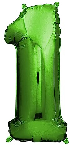 envami Luftballon Geburtstag 1 Jahr Grün - Zahl 1 - Geburtstagsdekoration - Fliege mit Helium