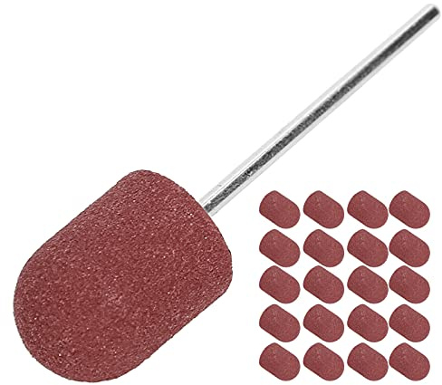 Nail Art Sanding Cap, Nail Drill Bit Block Sanding Cap, Polishing Head Grinding Sanding Bands Set Polisher Sand Manicure Pedicure Tool(10 x 15mm)(Brown)