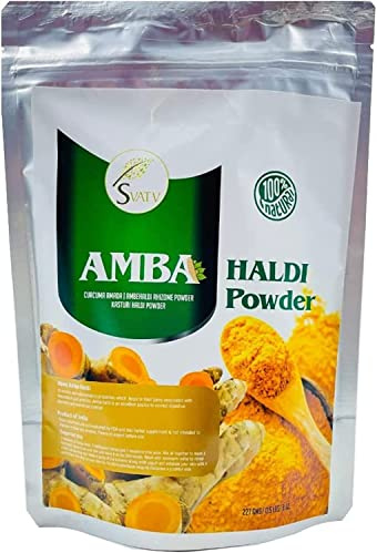 SVATV Polvo De Cúrcuma Salvaje Natural | Amba Haldi | Kasturi Manjal | Cúrcuma Aromática | Para Una Piel Resplandeciente - Tamaño - 227g
