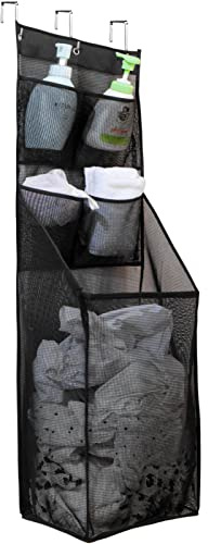 ALYER Multifunctional Over The Door Laundry Basket,Behind The Door Storage Organizer for Laundry,RV,Dorm,Bathroom,Bedroom,Pantry, Nursery,Kitchen,Black