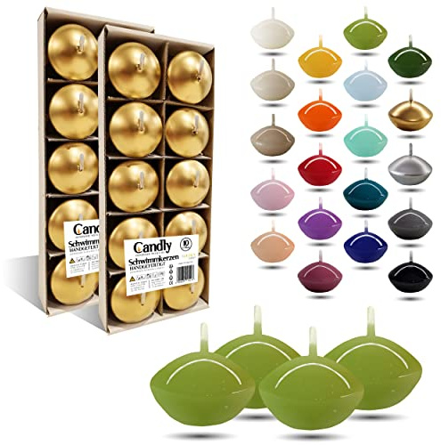 CANDLY HANDMADE© 10x Schwimmkerzen Premium Ø 45mm | Geburstag & Namenstag, Hochzeit, Hochzeitsempfang, Valentinstag, Ostern, Weihnachten, Elegante Haus Dekoration, Candles, Kerzen für Damen (Pistazie)