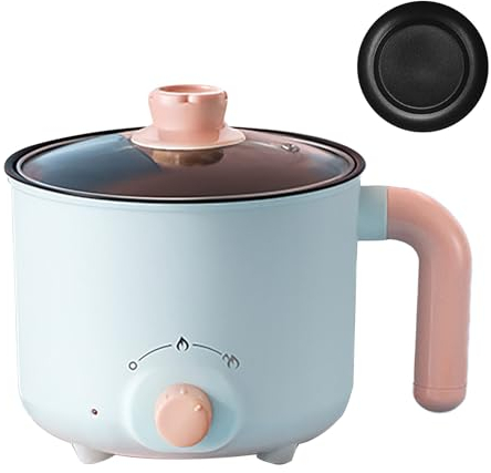Qcwwy Mini Electric Noodle Cooker, Rapid Heating, Auto Power Outage Protection, Anti Dry Burning (Non Stick with Stainless Steel Steam Pot)