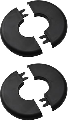 UFURMATE Rohr-Wandabdeckungen, 2 Stück, 2,54 cm, Kunststoff, runde Rosettenplatten, selbstklebende Rohrplattenabdeckungen, dekorative Duschrohrabdeckungen, Innendurchmesser 28 mm (schwarz)