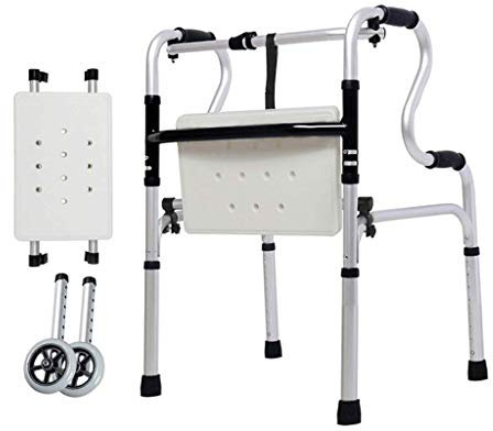 AGSu Andador Plegable para Caminar, 8 velocidades, Altura Ajustable, Antideslizante, Soporte de Peso, 180 kg, Andador de Aluminio liviano para Deportes en Interiores y Exteriores, C (E)
