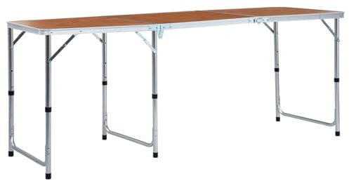 ShCuShan Tavolo da Campeggio Pieghevole in Alluminio 180x60 cm,Tavolo Pieghevole Rettangolare Multifunzione Con Piano E Struttura Richiudibile Salvaspazio, Per Arredo Esterno, Interno, Giardino, Terra