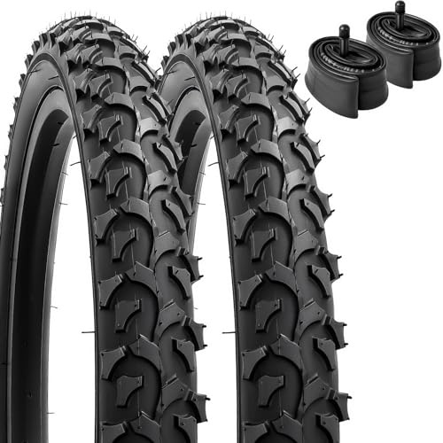 YunSCM 2-Pack Faltbar 16 Zoll Reifen 16x1.95 Mantel 54-305 und 2er-Pack 16 Zoll Schlauch AV32mm Schrader Valve kompatibel 16x1.90 16x1.95 16x2.0 Fahrradreifen und Schlauche(Y-1108)