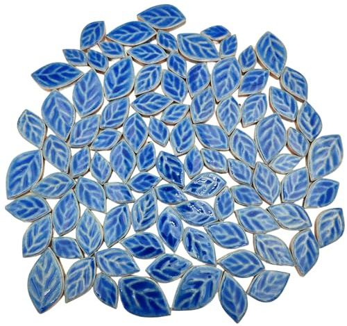 500 g zufällige 3 Größen Blätter Keramik Mosaik Fliesen machen kreative Keramik-Mosaikstücke für DIY Handwerk, Blumentöpfe, Vasen, Tassen, Gartendekoration, Mosaikherstellung Zubehör (eisrissiges Blau