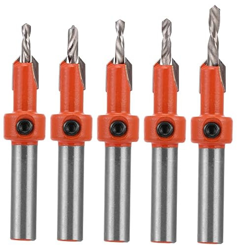 jojofuny 5 Piezas taladro para trabajar la madera brocas de acero de alta velocidad brocas de barrena metal taladro manual ahoyadora manual broca avellanadora broca de cono taladro cónico