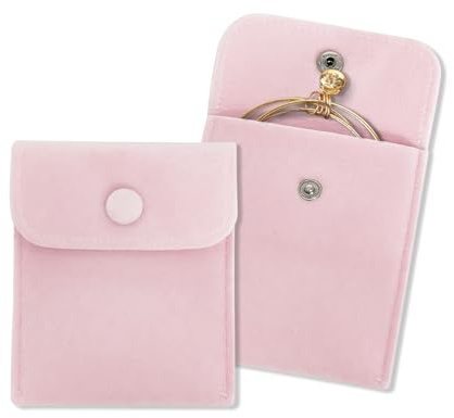 AfitLulu 2 Pack Velvet Jewellery Pouches, Samll Jewellery Bags Soft Jewellery Travel Pouch Jewelry Gift Bags with Snap Button for Storing Rings, Bracelets, Necklaces, Earrings, Watches