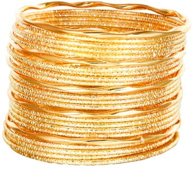 Eigso Mutli Layered Gold indischen Armband Manschette Armreif für Frauen Männer Vintage Stackable texturierte böhmische Armbänder für Frau Mann