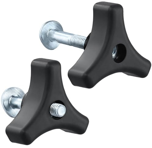 QWORK® 2er Set Rasenmäher Griff Knöpfe, Mutter und Bolt mit 8mm Gewinde, Universal Dreieckige Griff-Befestigungsschrauben für Rasenmäher
