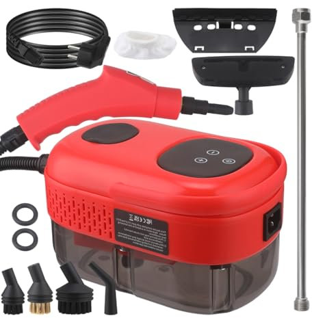 Portable Steam Cleaner, Handheld Steam Cleaner with 6 Brush Heads, 1000 ML Tank, Cleaning Machine with Smart Touch Screen, 2800W, 105° Steam temperature, 3BAR Pressure, 3-Gears Adjustable for Home