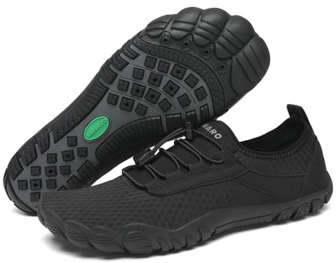 SAGUARO Unisex barfota badskor halkfria barfotaskor snabbtorkande vattenskor med dräneringshål storlek 36–48, Ny svart, 37 EU