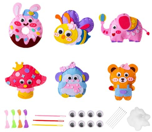 Senermter Kinder-Näh-Bastelset, Puppen-Nähspielzeug,Machen Sie Ihr eigenes Kuscheltier-Set | Kinder-Nähset, Puppenbau-Set, Zubehör für, Mädchen, Kinder, Anfänger zum Erlernen des Nähens
