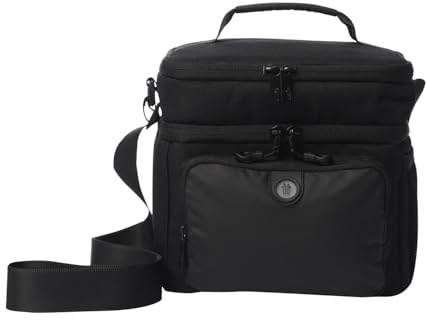 TOTTO - Bolsa Térmica Porta Alimentos 8 L, Modelo Yari, 23 x 21 x 18 cm, Bolsa Comida Trabajo con Tupper, Bolsillo Auxiliar, Asa y Correa Ajustable, Pasador Mochila Ruedas, Color Negro
