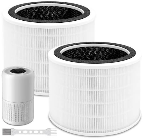 2 filtros Core 200S de repuesto, filtro de repuesto para purificador de aire Levoit Core 200S 3 en 1 H13 HEPA de repuesto de carbón activo, limpia hasta un 99,98% de polvo, polen, alérgenos para