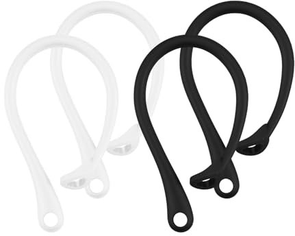 Tabanzhe Anti-lost Ear Hooks-2 Pairs Anti-Slip Secure Earhooks Sports Ear Hooks Earbuds Accessories for Earphones Running Jogging Cycling Exercise(White+Black)
