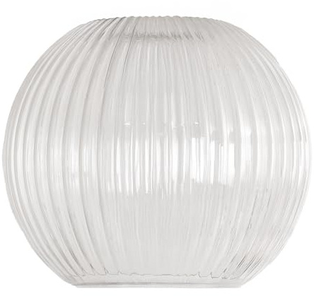 ValueLights | Maddison Clear Ribbed Glass Globe Easy Fit Pendant Lamp Shade | Shades, Home Décor & Improvement Essential | 200mm Shade Width