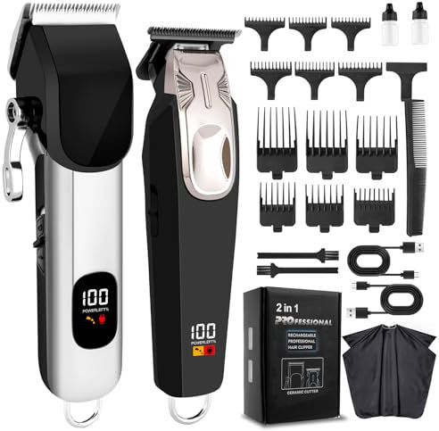 Maquina de Cortar Pelo Hombre, Cortapelos Hombre, Maquina Cortar Pelo Hombre Inalámbrica Potente y recargable, Juego de Barbero y Recortador Cortapelos Recortadora de Barba, Maquina de Afeitar Hombre