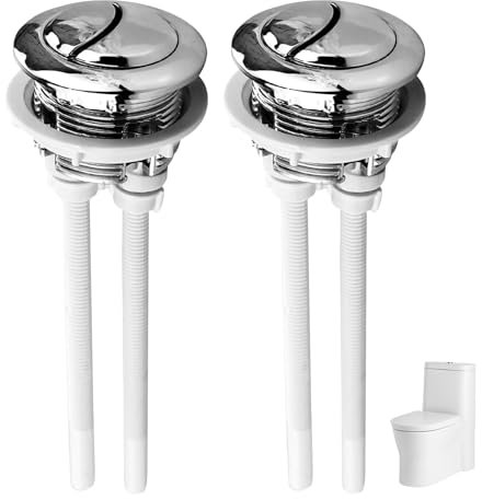2 Piezas Pulsador Cisterna Universal 38mm, Pulsador Doble Descarga Cisterna Universal, Boton Cisterna Aplicable a 37-44mm, Pulsador Cisterna de Doble Descarga Botón de Reemplazo