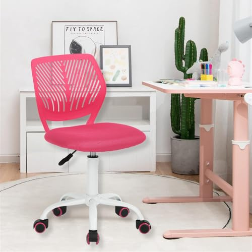 HOMYLIN Juego de 1 Silla de Escritorio para niños, Silla giratoria pequeña sin Brazos con Asiento de Tela y Respaldo de plástico, Asiento Colorido de Altura Ajustable para niños Que estudian y juegan