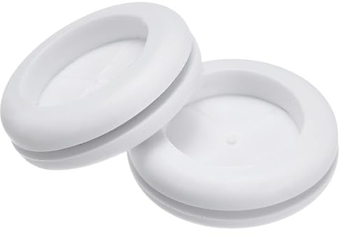 TOP-VIGOR 10Pcs 32mm Round Rubber Grommets Double-Sided White Synthetic Rubber Hole Plugs Electrical Wire Gaskets for Cable and Plug Protection
