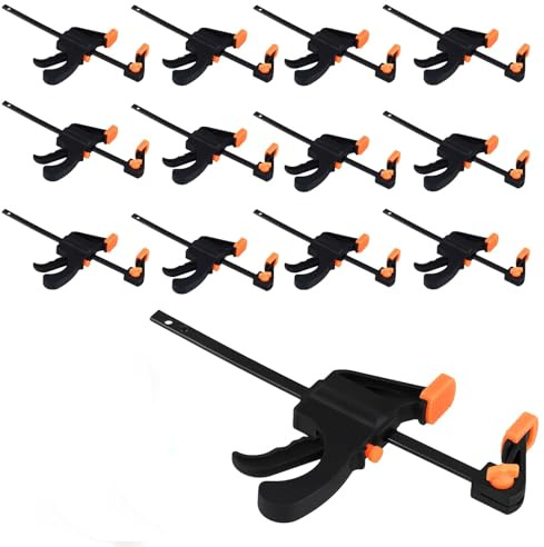 JIAYUET 12 Pack 4 Inch Quick Release Clamps, Ratchet Bar Fast Clamping Tools for Professional Woodworking and DIY Craft Projects