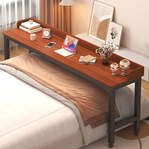 Mobiler Schreibtisch mit Rollen – Rollbarer Laptoptisch für Bett, Sofa & Zuhause – Höhenverstellbarer Beistelltisch für einfachen Zugang und Komfort