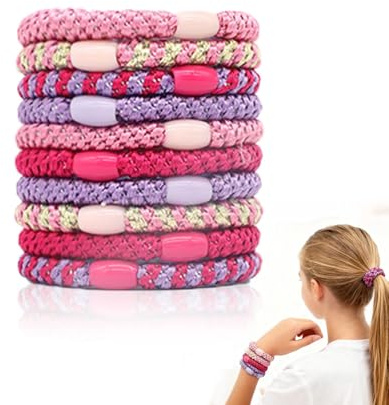 10 Stück Haargummi Damen, Elastische Haargummis aus Nylon,Pinke Gewebte Haarbänder, Modisches Gummiband für Damen und Mädchen, Rosa Zopfgummi für Dünnes/Dickes/Mittleres/Langes Haar