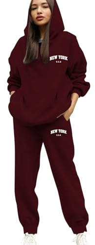 PAIDAXING Ensemble de survêtement pour femmes Ensemble complet UK 2 pièces Vêtements de détente Impression de lettres Sweat à capuche et pantalon de jogging Grande taille Manches longues Capuche avec