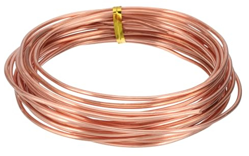QUARKZMAN Reiner Kupferdraht, Blanker T2 Kupferdraht, Kupferspule Reiner Kupferkabel für Basteln Schmuckdraht Gartenarbeit Elektrotechnik und DIY Handwerk, 20Ft (6m) 12 Gauge (2mm)