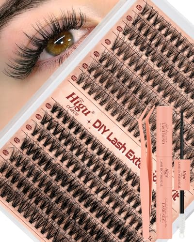 Higu clace Wimpern-Extensions, 280Pcs 30D+40D Lash-Extension-Set | Wimpern-Extensions-Set-7-tage halt mit Applikator und Wimpernkleber und Versiegelung (30D+40D Kit)